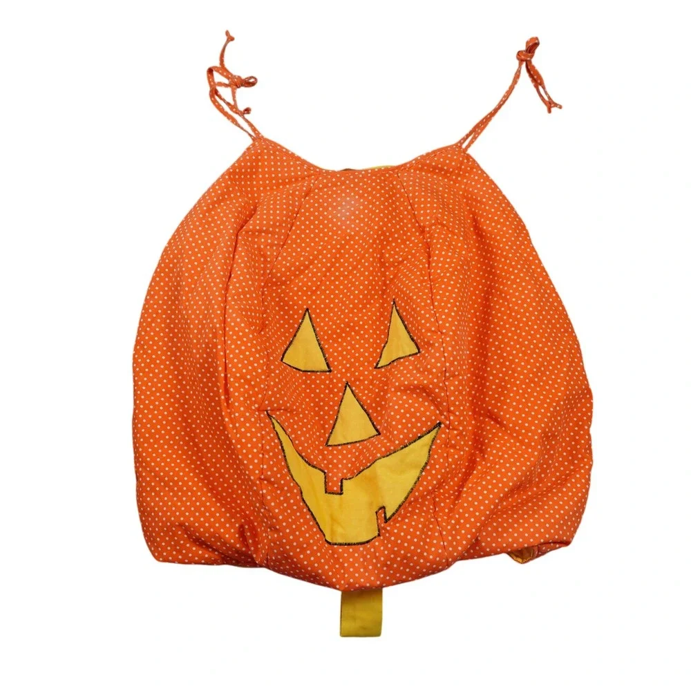 Vintage 1986 Battat Whimsicality Pumpkin Costume Kids Medium 4-5 Polka Dot Retro